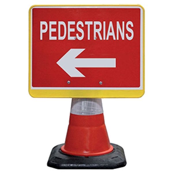 Picture of JSP HCA070-201-100 5 x Portacone Sign Black Pedestrian Left
