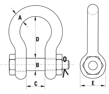 Picture of GT Lifting BPSAB.5 GT Blue Pin Standard Bow Shackles With Safety Nut And Bolt Pin