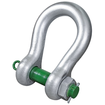 Green Pin Heavy Duty Bow Shackles with Safety Nut and Bolt Pin	