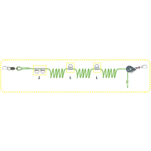 Kratos FA 60 007 04 Horizontal Temporary Lifeline with Crossover Shuttle