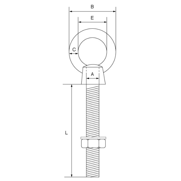 Picture of Stainless Steel Long Shank Eyebolt with Nut & Washer - SSEBL