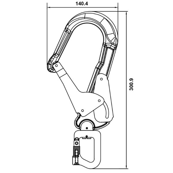 Kratos FA 50 227 60 Aluminium Double Action Pin Opening Eye Swivel Scaffold Hook