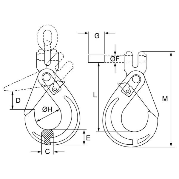 Picture of Grade 8 Clevis Self Locking Hook - G8CSLHL