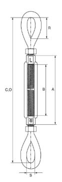 Picture of Galvanised Drop Forged Turnbuckles Eye - Eye