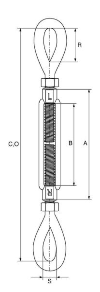 Picture of Galvanised Drop Forged Turnbuckles Eye - Eye