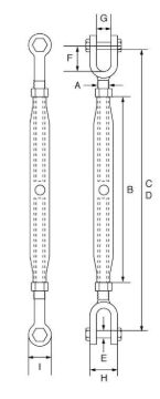 Picture of Galvanised Closed Body Rigging Screws Jaw- Jaw