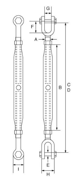 Picture of Galvanised Closed Body Rigging Screws Jaw- Jaw