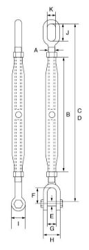 Picture of Galvanised Closed Body Rigging Screws Jaw - Eye