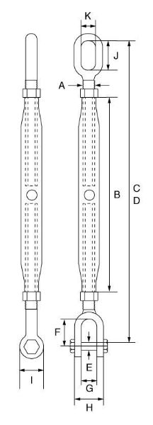 Picture of Galvanised Closed Body Rigging Screws Jaw - Eye